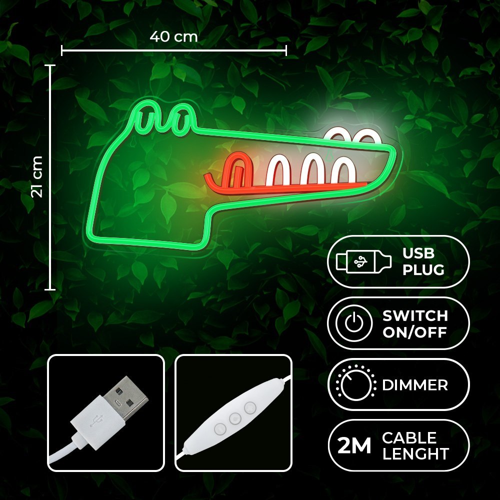 Neon PLEXI LED JURASSIC KROKODYL zielony FLNJ03 Forever Light
